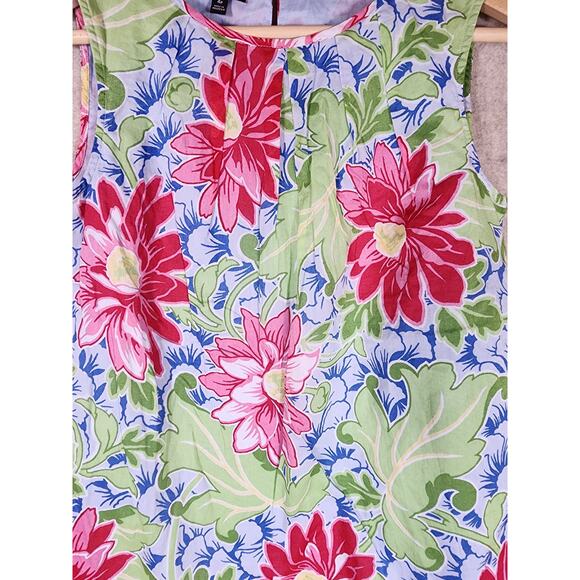 TALBOTS Blue Red Green Floral Sleeveless Lightweight Top SZ 4P - Picture 3 of 7